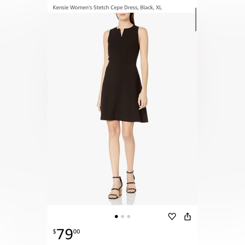 Kensie Women's Stetch Cepe Dress, Black, XL